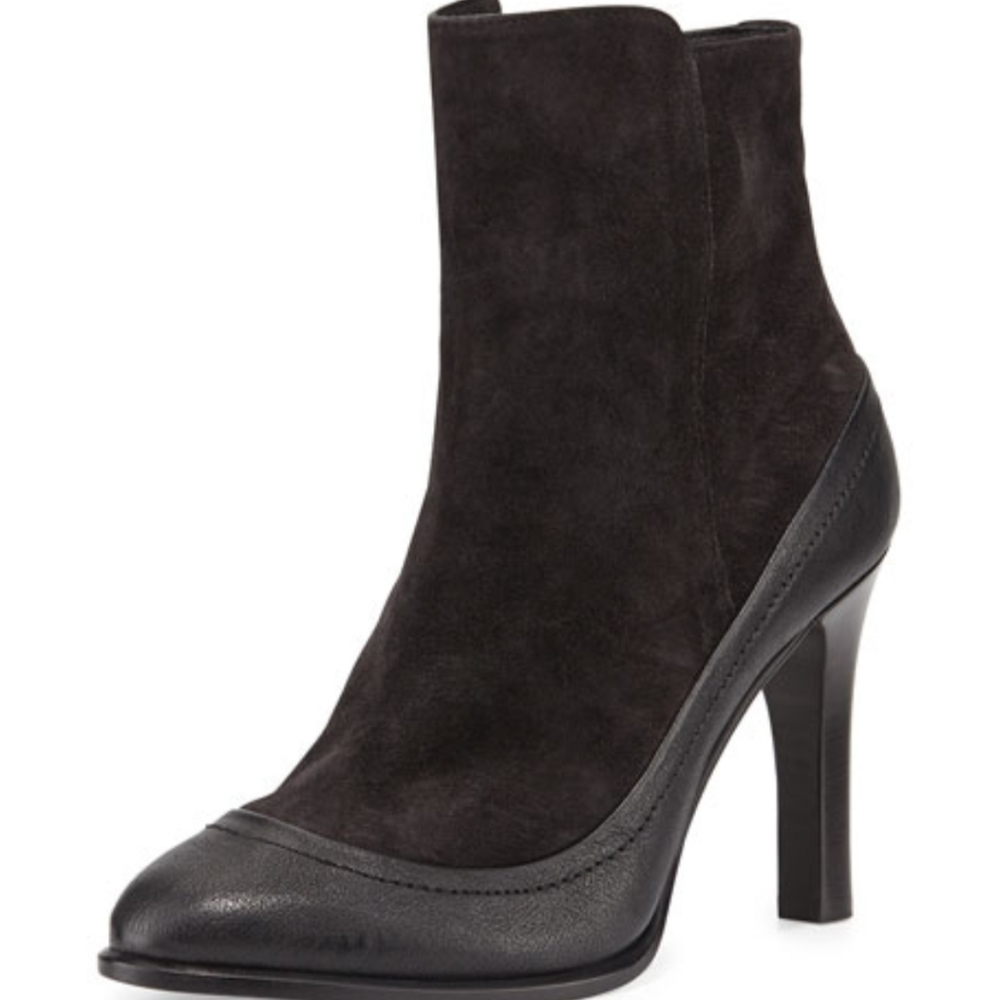 rag & bone Black Suede and Leather High-Heel Ankle Boots